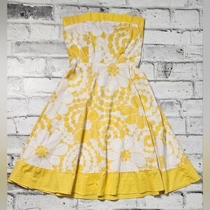Y2K Beautiful Natali Yellow & White Floral Strapless Dress